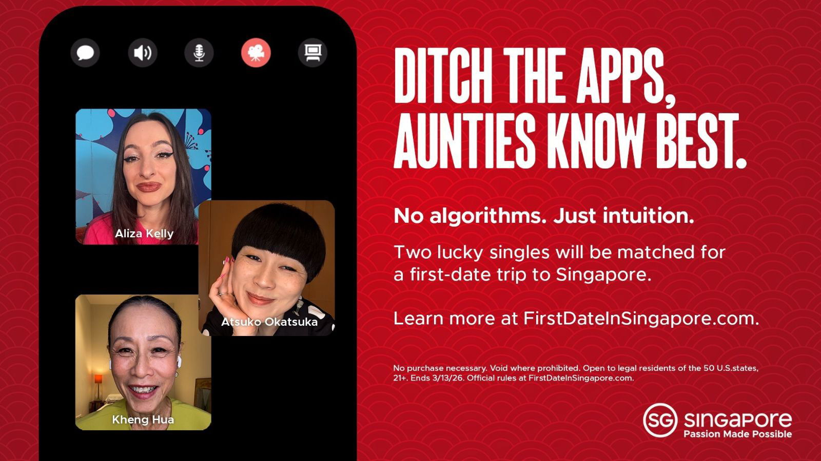 Singapore Tourism Board enlists celebrity “aunties” to match singles for a first date
